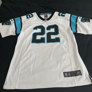 White NFL Nike Carolina Panthers Christian McCaffrey jersey size Large